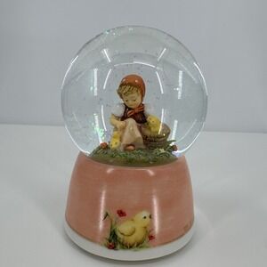 M.J. Hummel Chick Girl Music Box Snow Globe Song All The Birds Are Already There